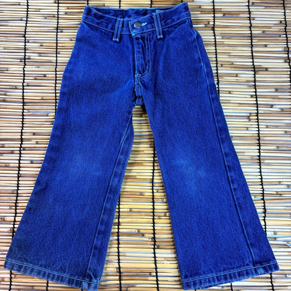 Watch L.A. Vintage Kids Wide Leg Jeans Dark Wash Blue Cotton Size 5 Made in USA